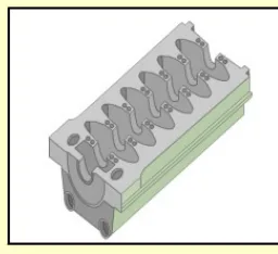 Cylinder liner fitted into its block, with the liner bore and the cooling water space around it