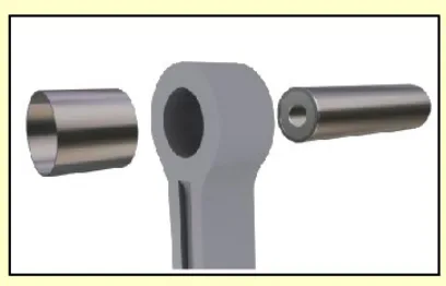 Gudgeon pin, showing the bored oil passages and the machined running surfaces