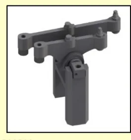 Piston and connecting rod assembled, showing the crown, the ring belt and the connection to the rod