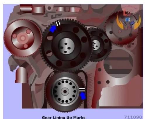 Timing gear train with the lining-up marks