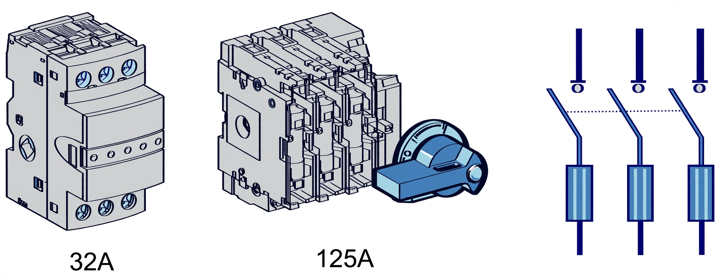 32A and 125A fuse-switch disconnectors with symbol