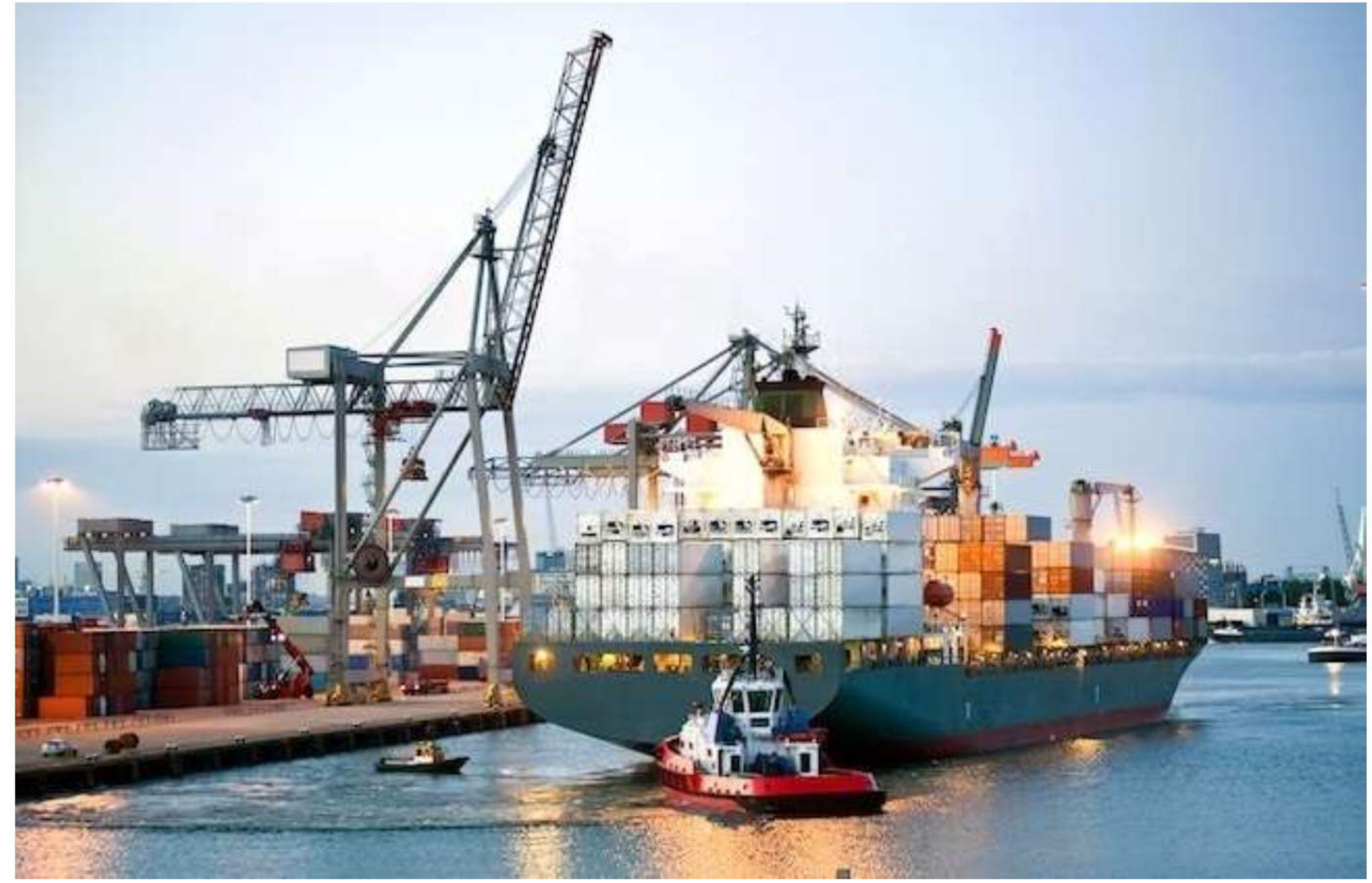 Container ship at a cellular-container berth