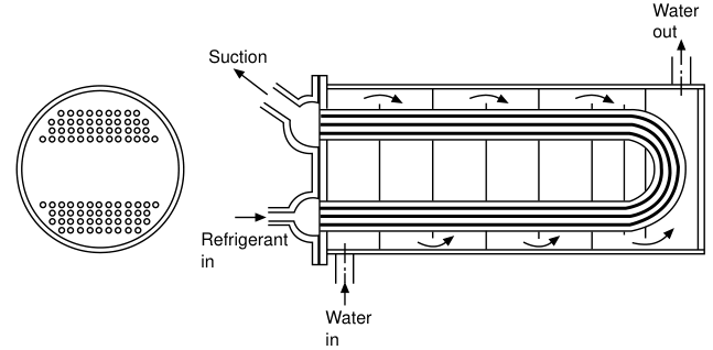 Shell-and-coil evaporator