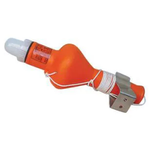 Lifebuoy self-igniting light with bracket and lanyard