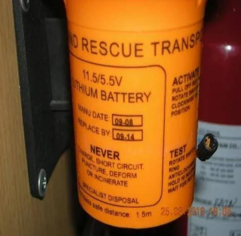 SART battery label with manufacture and replace-by dates