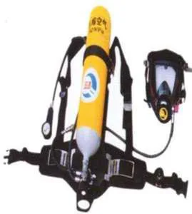 Self-contained breathing apparatus set with cylinder, harness and face mask