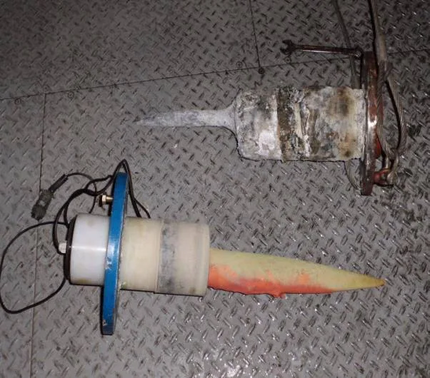 Worn MGPS anodes removed from ship