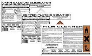 Chemical package labels with hazard diamonds
